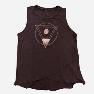 Black Geometric Moon Graphic Tank Top – Flowy Fit Size Large